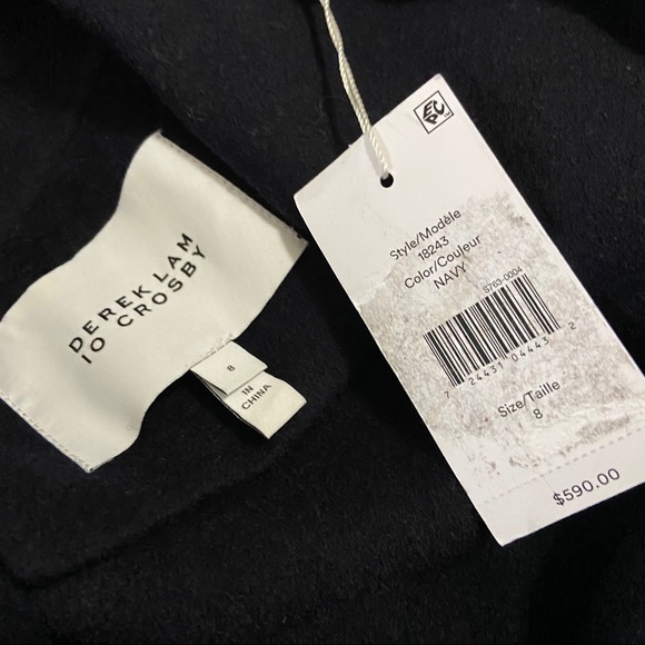 NWT Derek Lam Double-Face Moto Wool Navy Coat - Picture 6 of 6